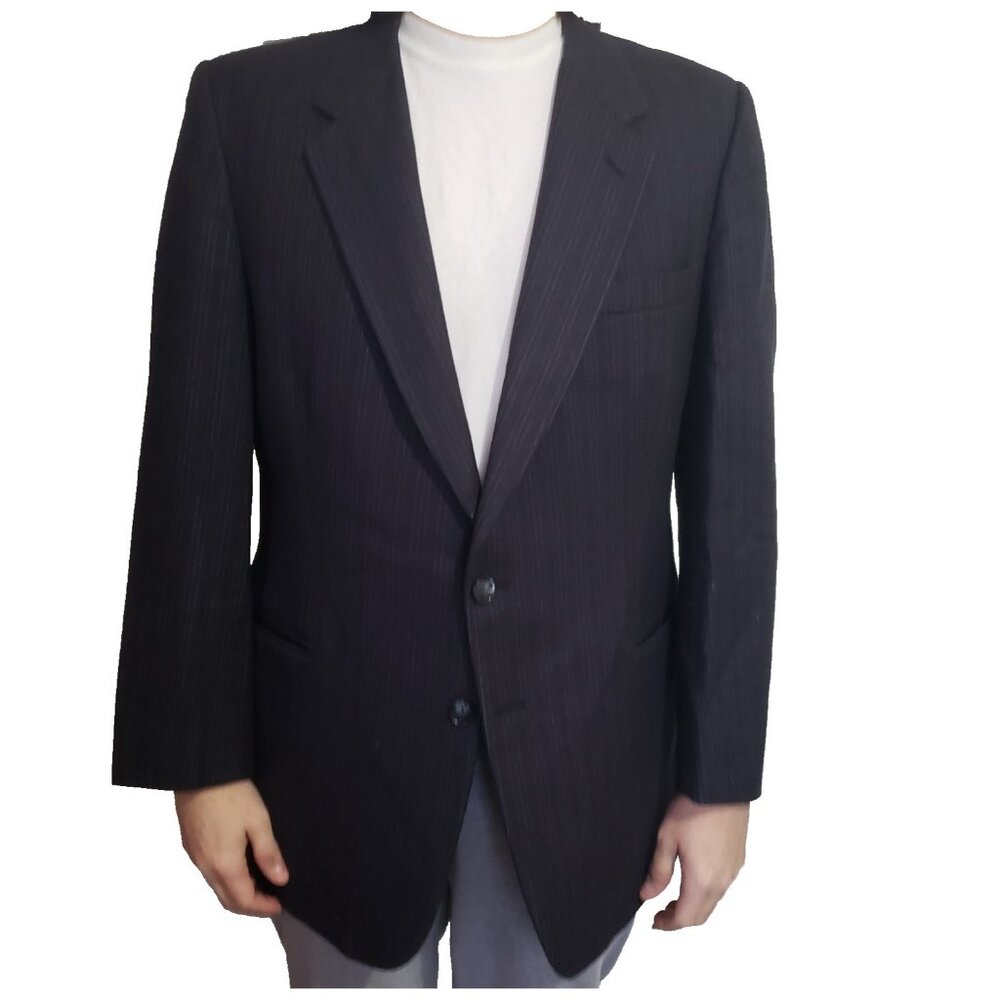 Oscar De La Renta Men’s Blue Pinstripe Wool Sport Coat Suit Jacket Blazer Size43